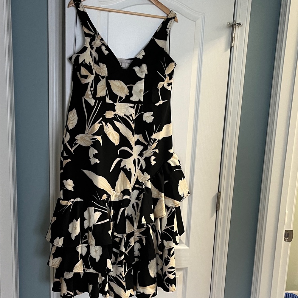 Chelsea28 Black and Cream Floral Spring Dress